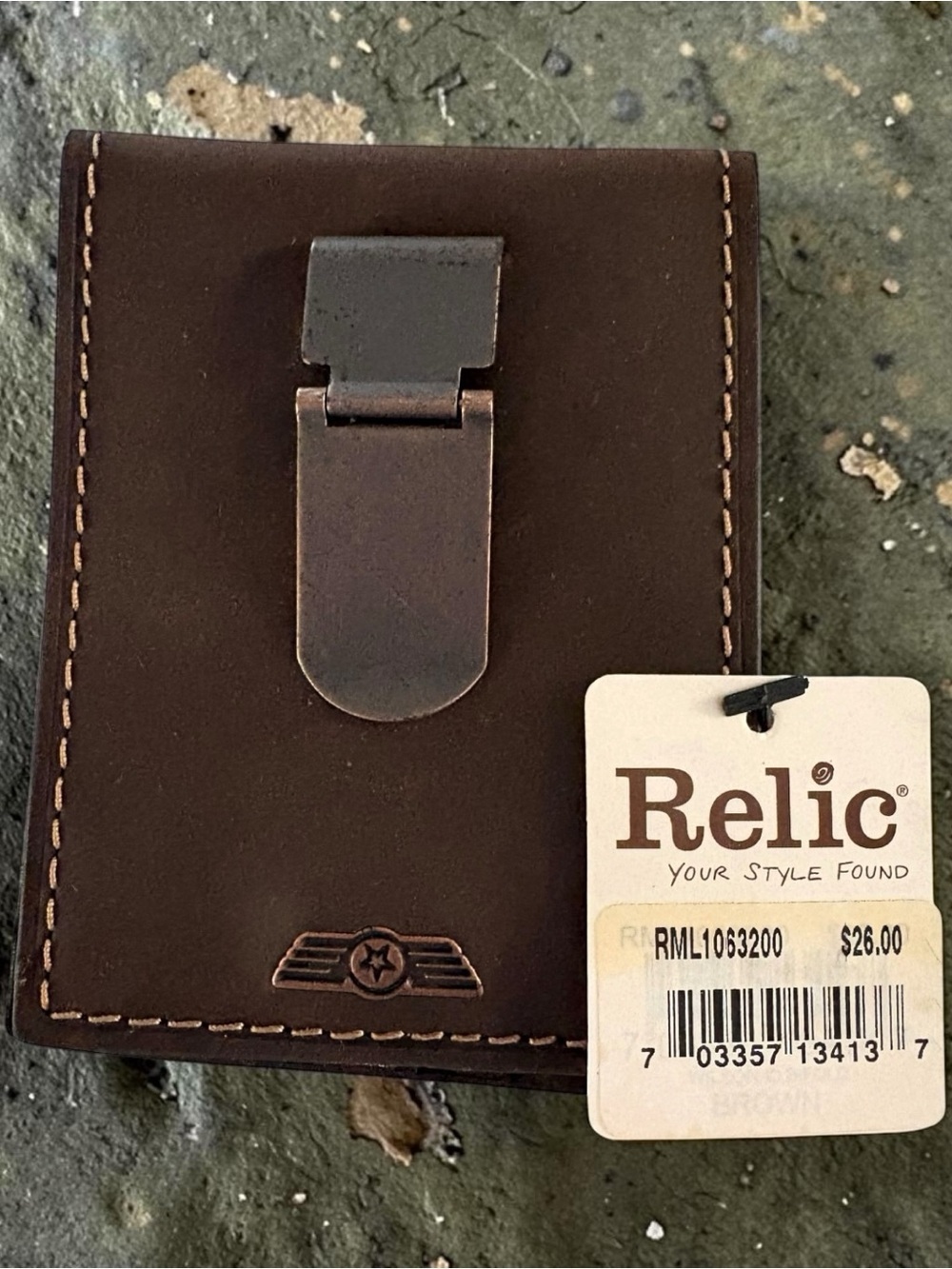 Relic Dark Brown Leather Money Clip Wallet
